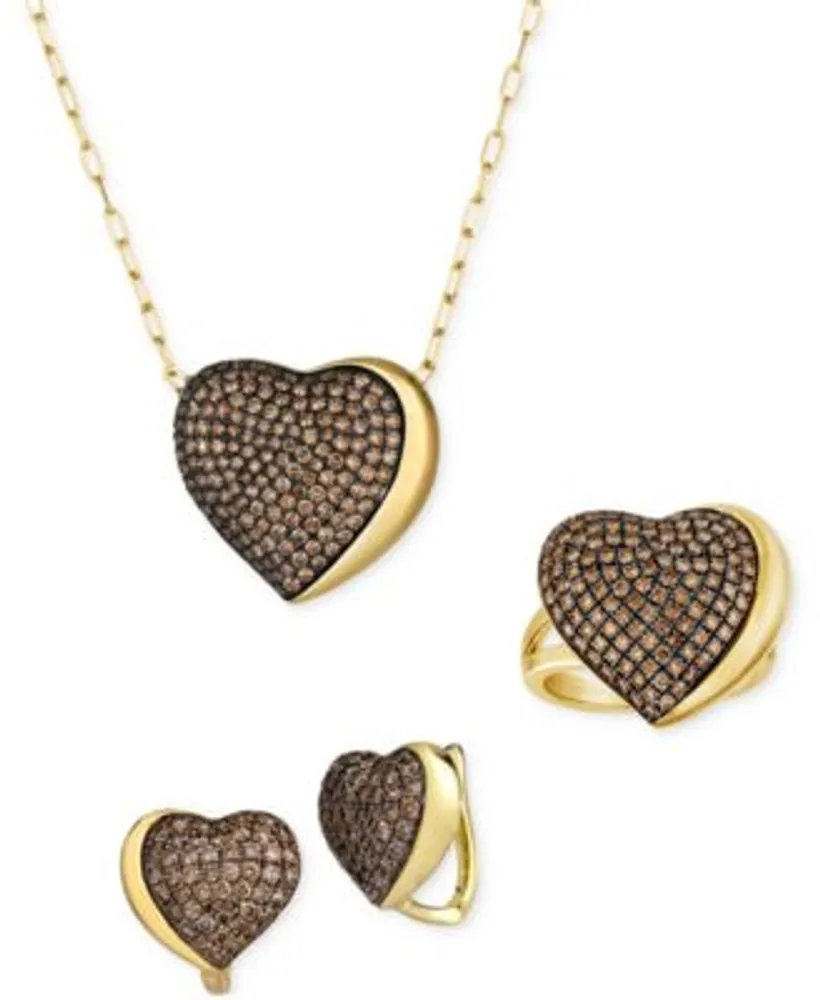 Le Vian Godiva X Chocolate Diamond Heart Necklace Ring Earrings Collection In 14k Gold