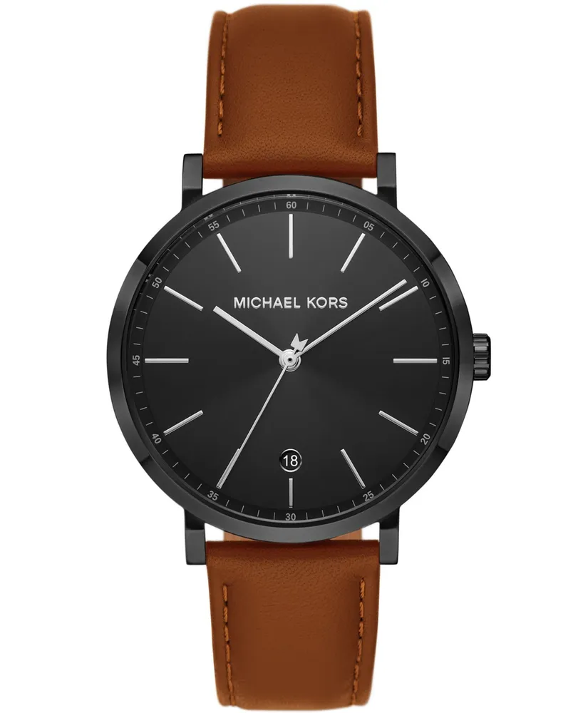 Michael Kors Men's Irving Three-Hand Brown Leather Watch 42mm