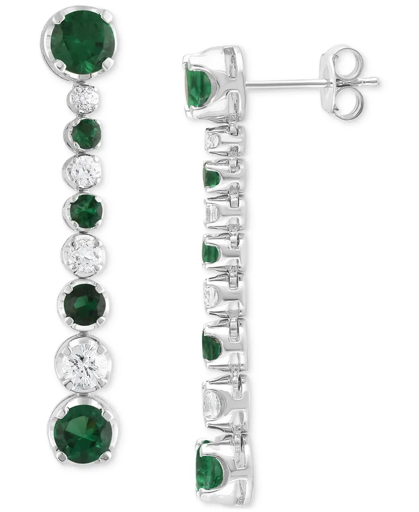Emerald (2-1/2 ct. t.w.) & White Sapphire (1 Linear Drop Earrings 14k Gold (Also Ruby)