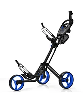 Costway Folding 3 Wheels Golf Push Cart W/Brake Scoreboard Adjustable Handle