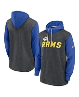 Men's Nike Heathered Charcoal, Royal Los Angeles Rams Surrey Legacy Pullover Hoodie
