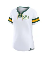 Women's Fanatics White Green Bay Packers Sunday Best Lace-Up T-shirt