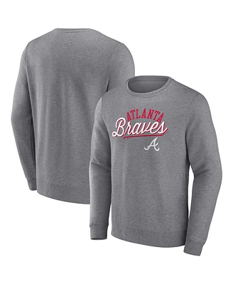 Men's Fanatics Heather Gray Atlanta Braves Simplicity Pullover Sweatshirt