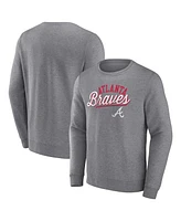 Men's Fanatics Heather Gray Atlanta Braves Simplicity Pullover Sweatshirt