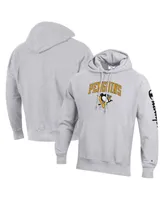 Men's Champion Heather Gray Pittsburgh Penguins Reverse Weave Pullover Hoodie