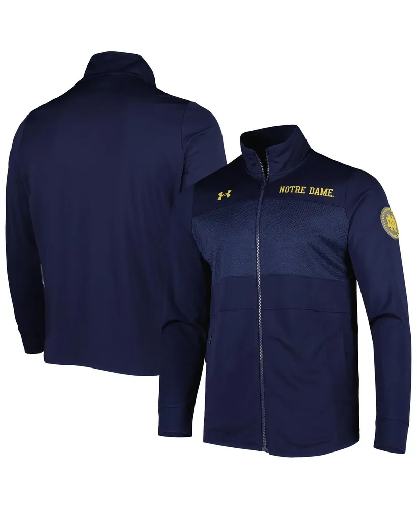 Men's Under Armour Navy Notre Dame Fighting Irish Knit Warm-Up Full-Zip Jacket