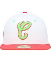 Men's New Era White, Coral Chicago White Sox Cooperstown Collection Comiskey Park 75th Anniversary Strawberry Lolli 59FIFTY Fitted Hat