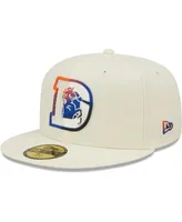 Men's New Era Cream Denver Broncos Chrome Color Dim 59FIFTY Fitted Hat