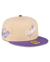 Men's New Era Peach, Purple Los Angeles Dodgers 1988 World Series Side Patch 59FIFTY Fitted Hat