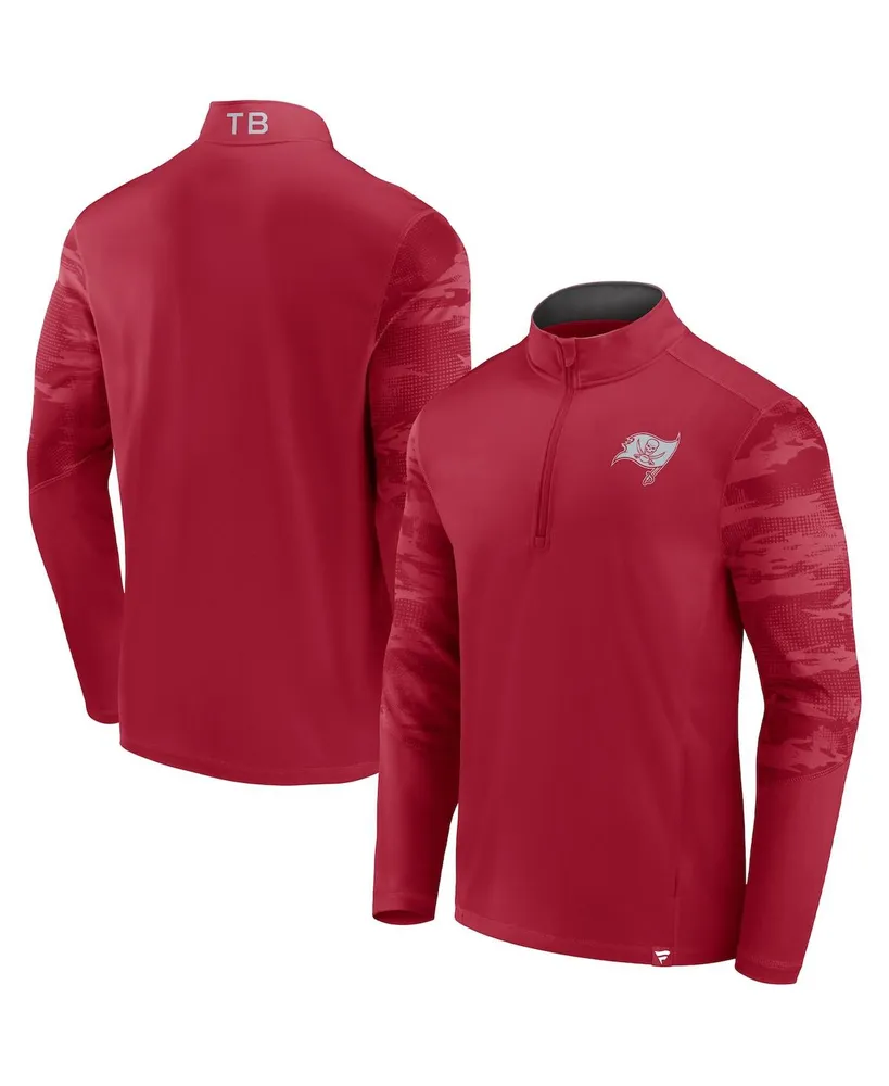 Men's Fanatics Red Tampa Bay Buccaneers Ringer Quarter-Zip Jacket