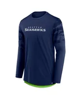 Men's Fanatics College Navy, Neon Green Seattle Seahawks Square Off Long Sleeve T-shirt