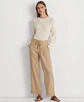 Lauren Ralph Wide-Leg Linen Pants