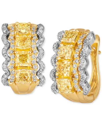 Le Vian Couture Sunny Yellow Diamond (1-3/4 ct. t.w.) & Vanilla Diamond (3/8 ct. t.w.) Hoop Earrings in 14k Gold & Platinum