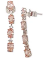 Aquamarine (3-1/5 ct. t.w.) & White Topaz (5/8 ct. t.w.) Linear Drop Earrings in Sterling Silver (Also available in Morganite)