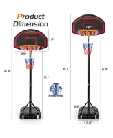 Adjustable Kids Basketball Hoop Stand W/Durable Net Shatterproof Backboard Wheel