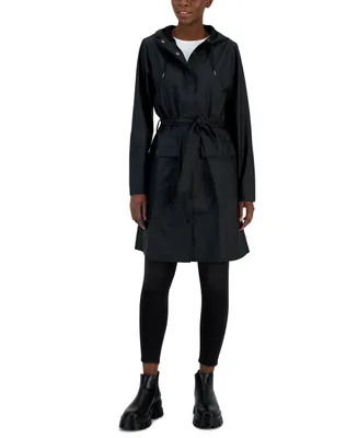 Rains Women's Curve Hooded Belted Waterproof Raincoat