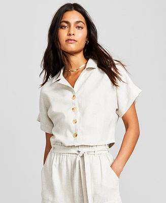 And Now This Women's Button-Front Linen Blend Shirt