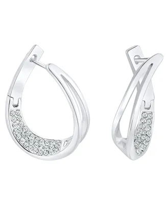And Now This Fine Silver Plated Crystal Stone Hoop Earrings