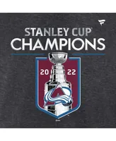 Women's Fanatics Heathered Charcoal Colorado Avalanche 2022 Stanley Cup Champions Locker Room V-Neck Long Sleeve T-shirt