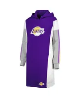 Women's G-iii 4Her by Carl Banks Purple, White Los Angeles Lakers Bootleg Long Sleeve Hoodie T-shirt Dress