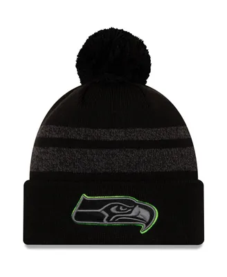 Men's New Era Black Seattle Seahawks Dispatch Cuffed Knit Hat with Pom