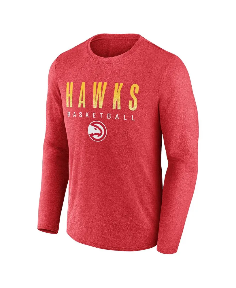 Men's Fanatics Heathered Red Atlanta Hawks Where Legends Play Iconic Practice Long Sleeve T-shirt