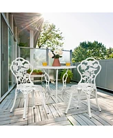 3PCS Cast Aluminum Patio Bistro Furniture Set Rose Design Outdoor