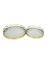 Rosemary Lane Stainless Steel Mirrored Tray, Set of 2, 18", 14" W