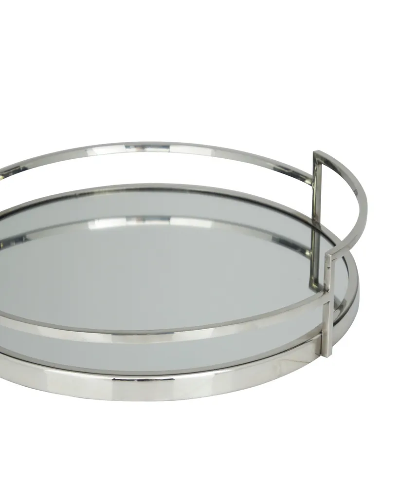 The Novogratz Silver Stainless Steel Metal Mirrored Tray, Set of 2