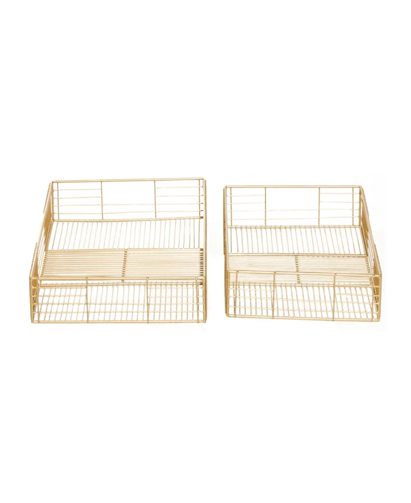 CosmoLiving by Cosmopolitan Metal Wire Tray, Set of 2, 17", 19" W