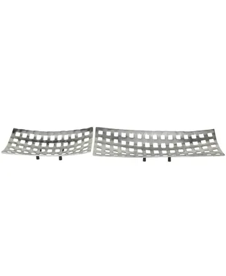 Rosemary Lane Aluminum Tray with Grid Design, Set of 2, 24", 16" W
