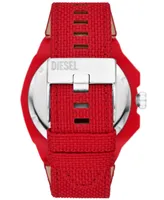 Diesel Men's Framed Three-Hand Solar-Powered Red Polyethylene Terephthalate Watch 51mm