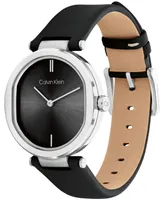 Calvin Klein Women's 2-Hand Black Leather Strap Watch 36mm