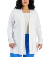 Jm Collection Plus Open-Front Long-Sleeve Cardigan