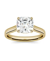 Charles & Colvard Moissanite Cushion Cut Solitaire Ring (2 ct. t.w. Diamond Equivalent) 14k White or Yellow Gold