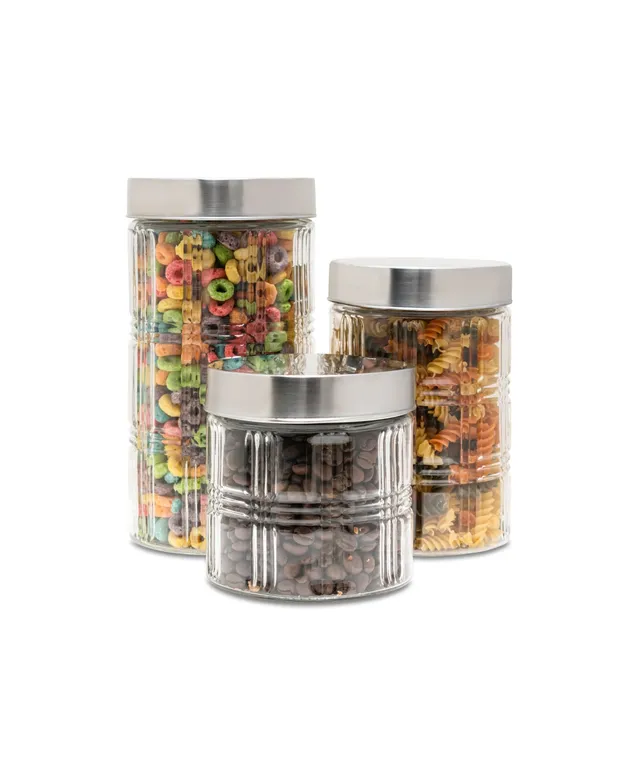 Style Setter Portland Round Glass Canisters with Lids, Set of 3