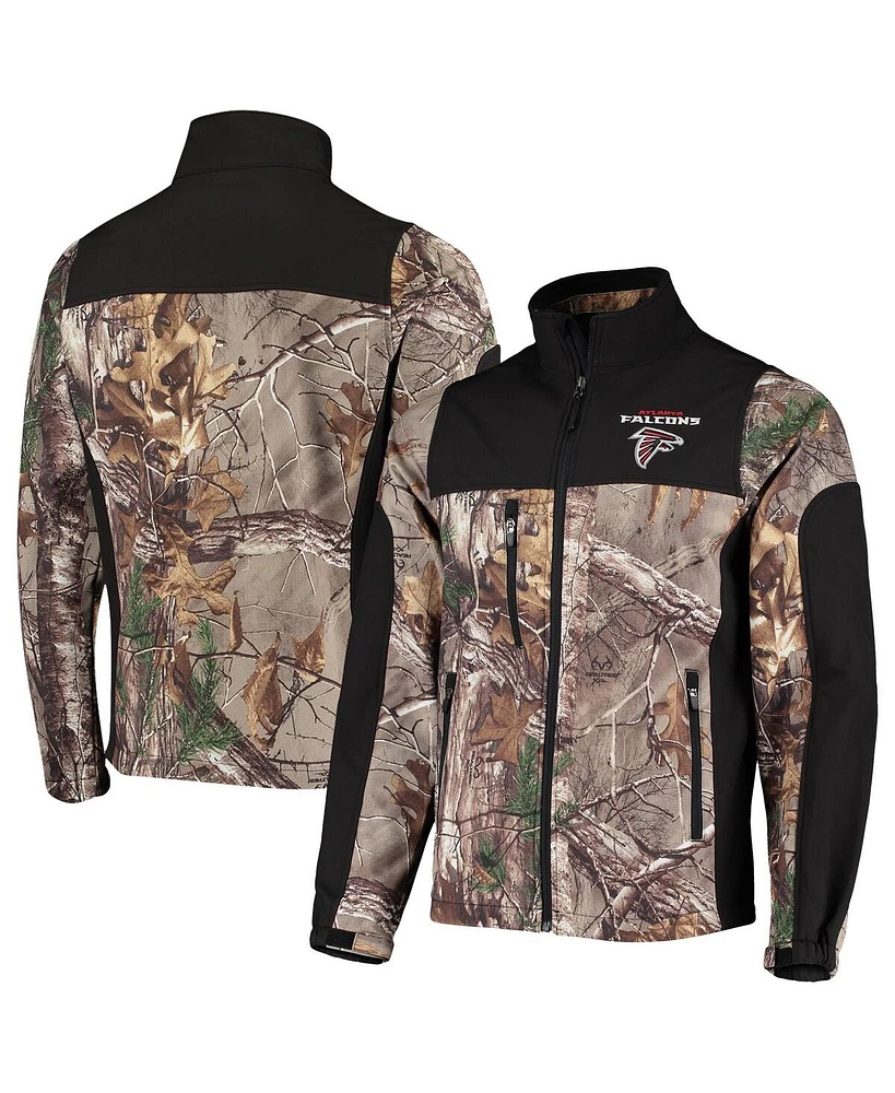 Men's Dunbrooke Realtree Camo, Black Atlanta Falcons Circle Hunter Softshell Full-Zip Jacket