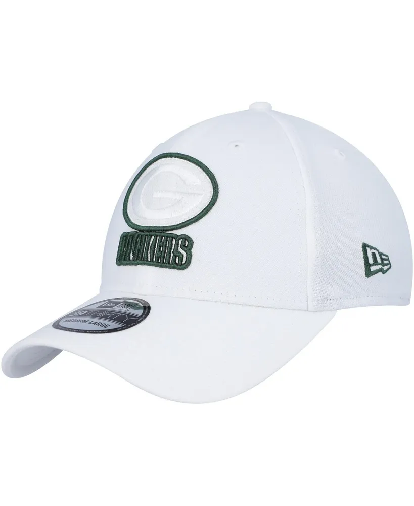 Men's New Era White Green Bay Packers Team White Out 39THIRTY Flex Hat