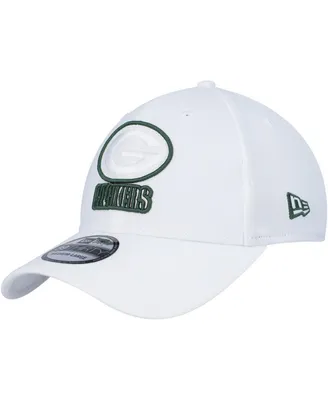Men's New Era White Green Bay Packers Team Out 39THIRTY Flex Hat