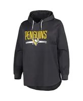 Women's Heather Charcoal Pittsburgh Penguins Plus Size Fleece Pullover Hoodie