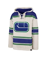 Men's '47 Brand Oatmeal Vancouver Canucks Rockaway Lace-Up Pullover Hoodie