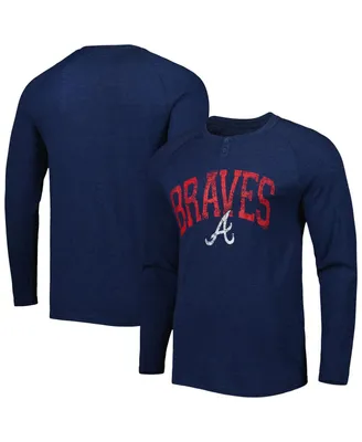 Men's Concepts Sport Navy Atlanta Braves Inertia Raglan Long Sleeve Henley T-shirt