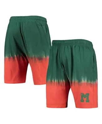 Men's Mitchell & Ness Orange, Green Miami Hurricanes Tie-Dye Shorts