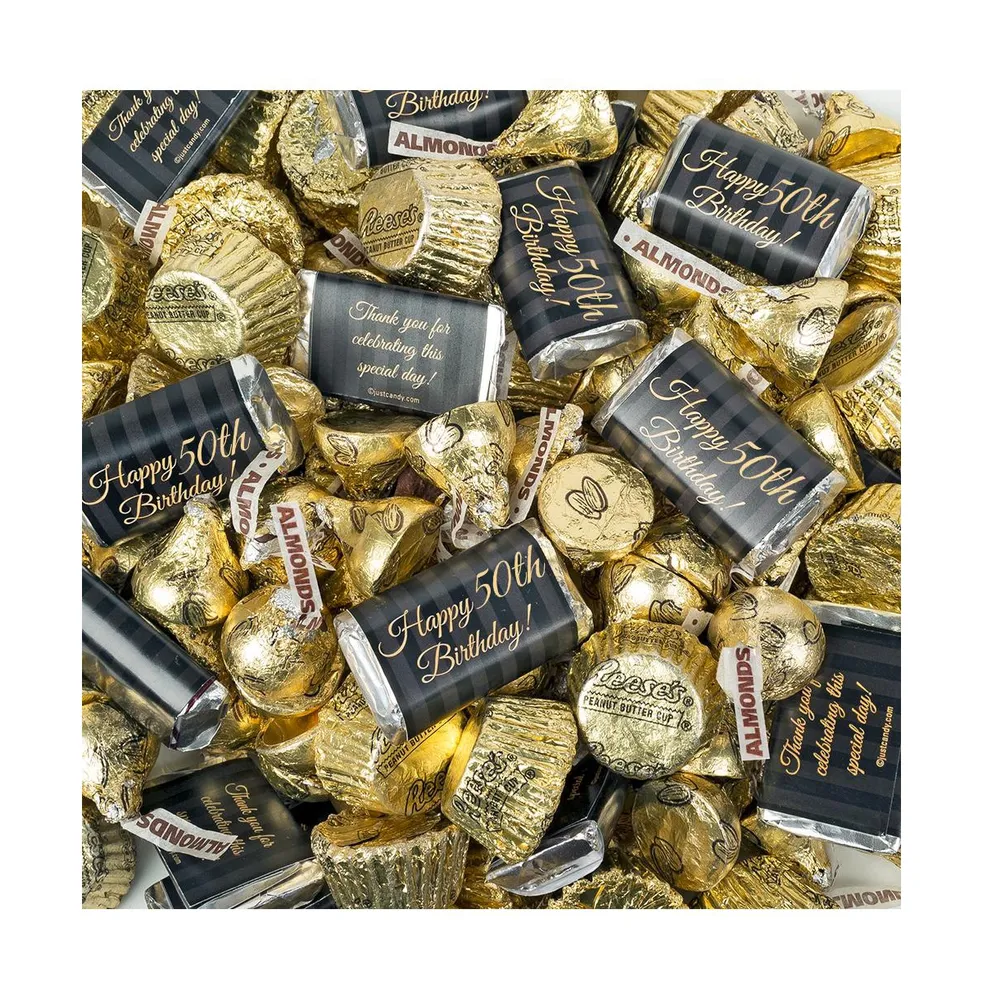 Just Candy 105 pcs 50th Birthday Candy Party Favors Hershey's Chocolate Mix (1.75 lb) - by - Assorted Pre