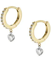 Fossil Sadie Tokens of Affection Clear Glass Two-Tone Hoop Earrings - Two