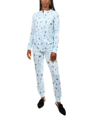 MeMoi Women's Campfire Fun Cotton Blend 2 Piece Pajama Set