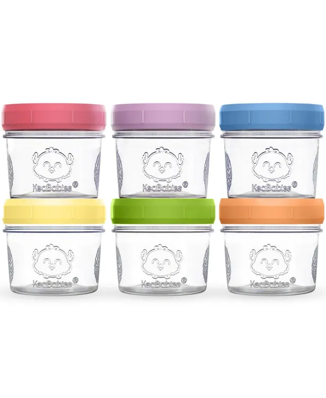 KeaBabies 6pk Prep Baby Food Storage Containers, 4 oz Leak-Proof, BPA Free Glass Baby Food Jars for Feeding - Nord