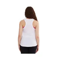 Bench Jaxx womens racerback tank top white with pink logo