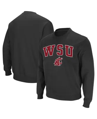 Men's Colosseum Charcoal Washington State Cougars Arch and Logo Crew Neck Sweatshirt