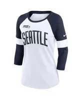 Women's Nike Seattle Seahawks White, Heather College Navy Football Pride Raglan 3/4-Sleeve T-shirt